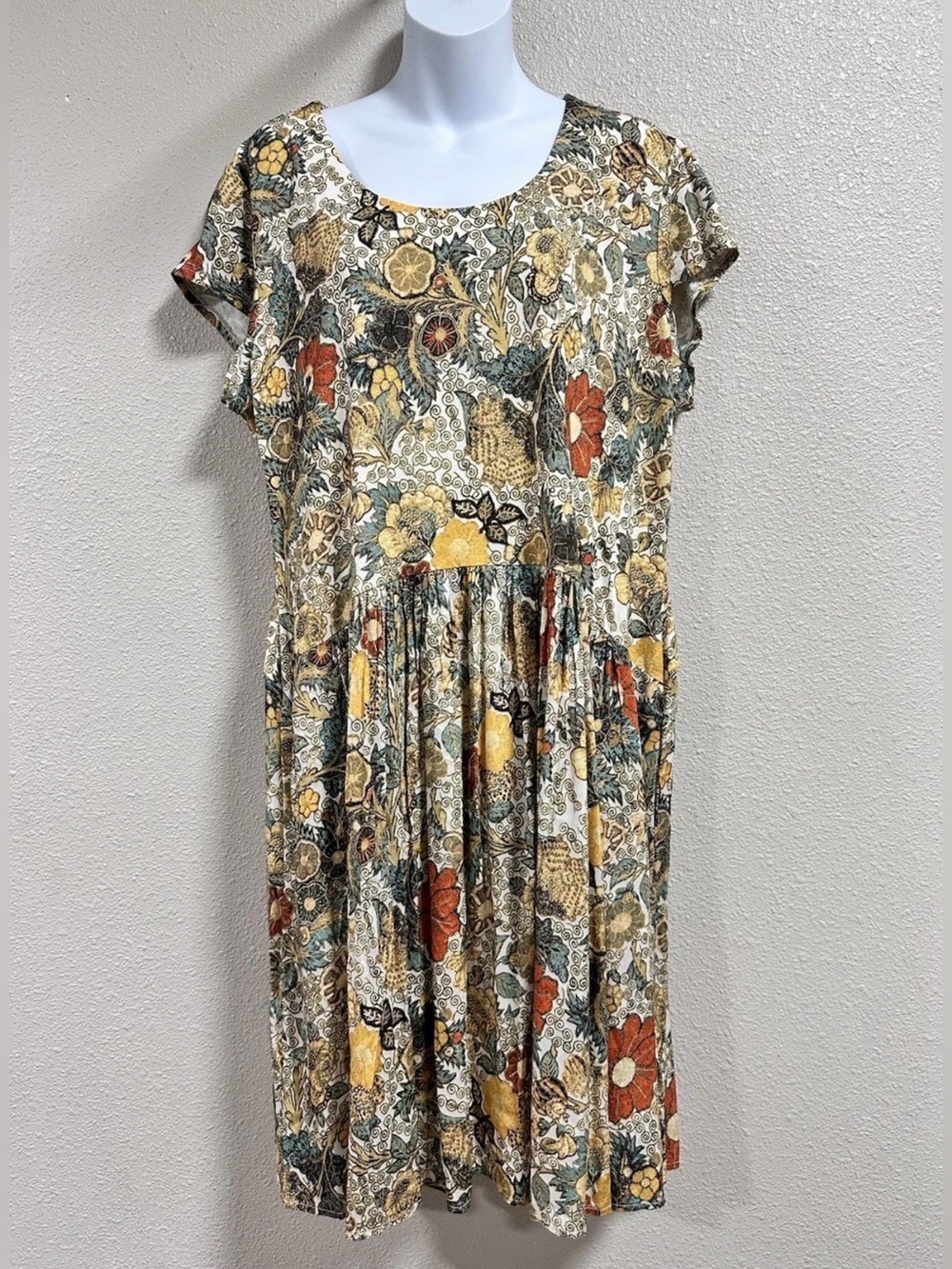 Peruvian Connection Womens Akiko Beeswax Short Streatchy Short Sleeve Dress XL - Picture 2 of 14